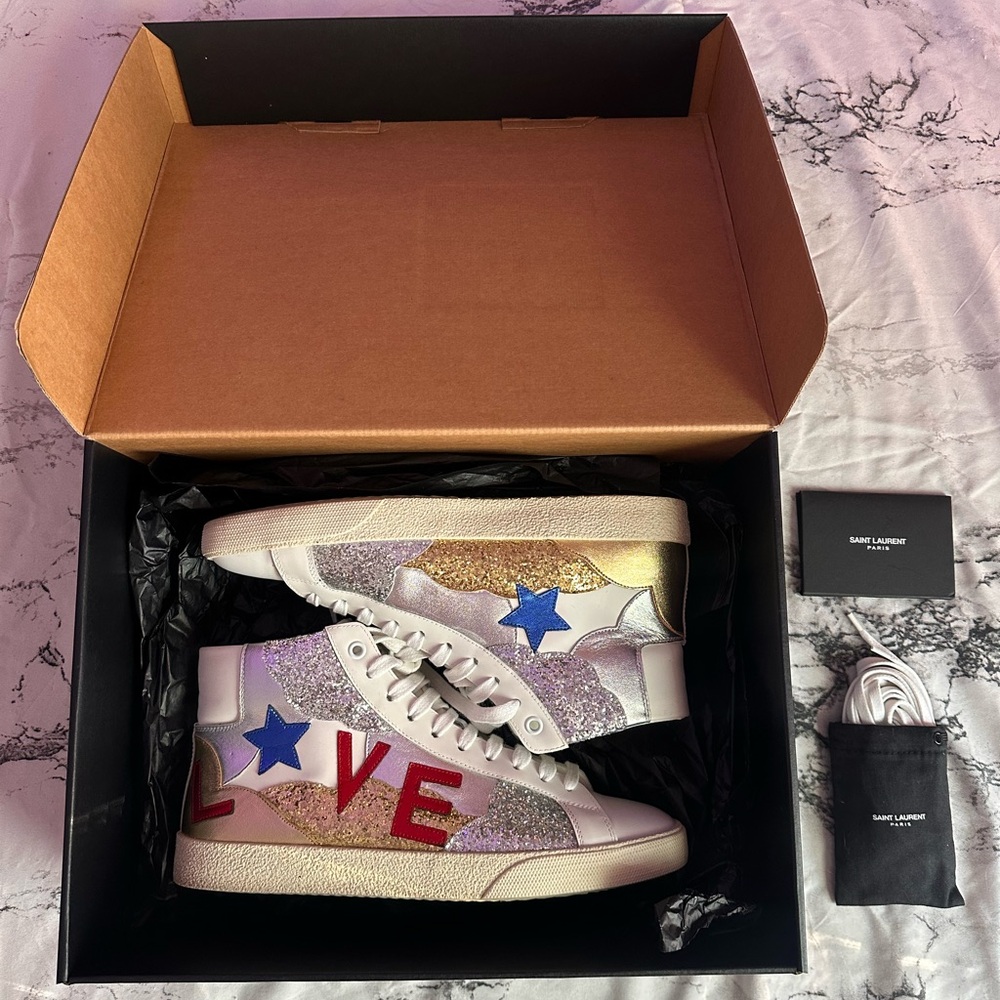 Saint Laurent Love High-Top Sneakers (Discontinued, 7M/9W)